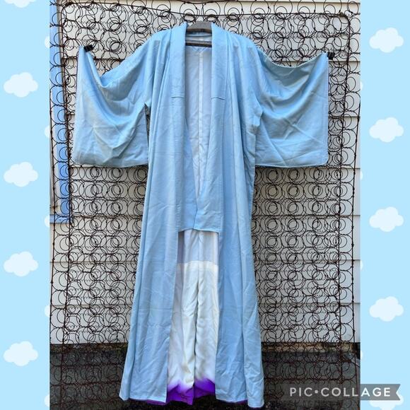 Vintage Jackets & Blazers - Vintage blue Asian box sleeve kaftan monk robe purple ombré